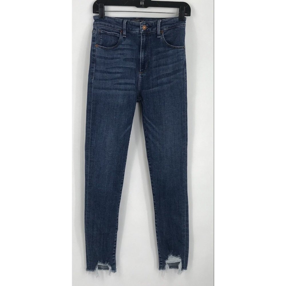 Abercrombie & Fitch Skinny Distressed Raw Hem Jeans 26 Whiskered